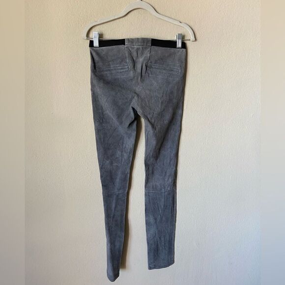 Helmut Lang Lamb Leather Gray Skinny Pants Leggings Elastic Waist Size 2 - Picture 5 of 9